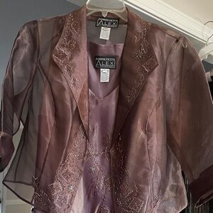 Alex Evenings Mauve Sheer Embroidered Jacket and Top